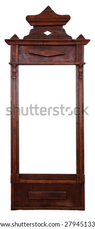 Antique vintage wooden frame for a mirror. It is isolated, the worker of paths is present.