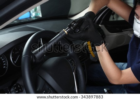 Cleaning of  interior of the car hot steam