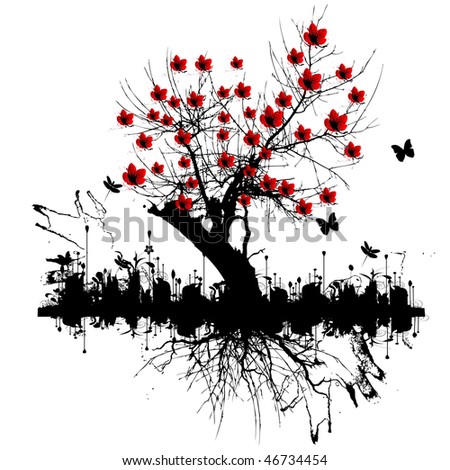 tree roots vector. stock vector : Decorative tree