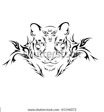 tiger tribal tattoo. stock vector : Tiger tribal