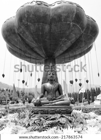 A Buddha statue covered