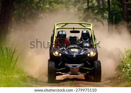 CHIANG MAI, THAILAND - MAY 03: Undefined Driver on Side-by-Side Vehicles (UTV) on the tracks, May 03, 2015 in Chiang Mai, Thailand.