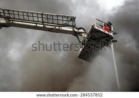 CHIANG MAI, THAILAND JUNE 05: Fire in Fabric shop - catch fire in Fabric shops at Warorot Market Supplies Substantial damage on June 05, 2015 in Chiang Mai, Thailand.