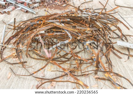 Pile of metal scrap,steel scrap (flat line)