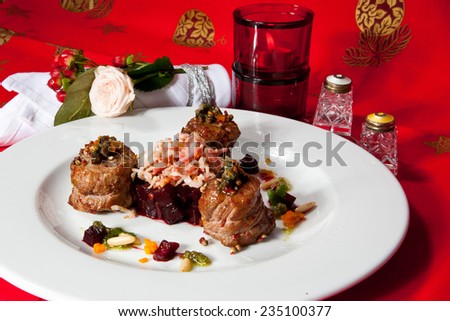 Tartar Beet With Kebab From Pork. Photo, picture