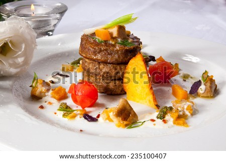 Beef Medallions With Cream Sauce. Photo, picture