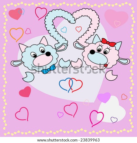 Collection of falling in love animals over cute background with hearts. To see more please visit my gallery.