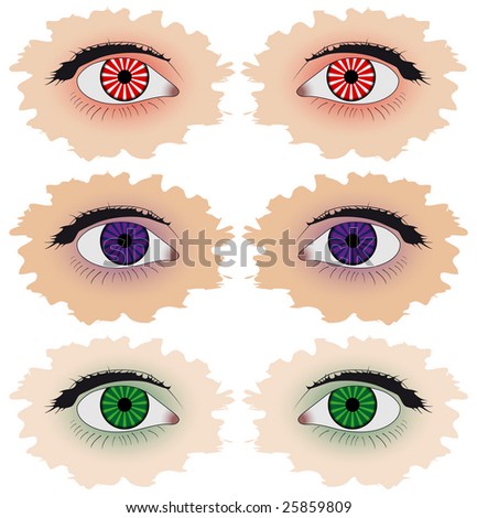 Different eyes with eyebrows with make-up - rastered image. Vector format in EPS is also available in my gallery.