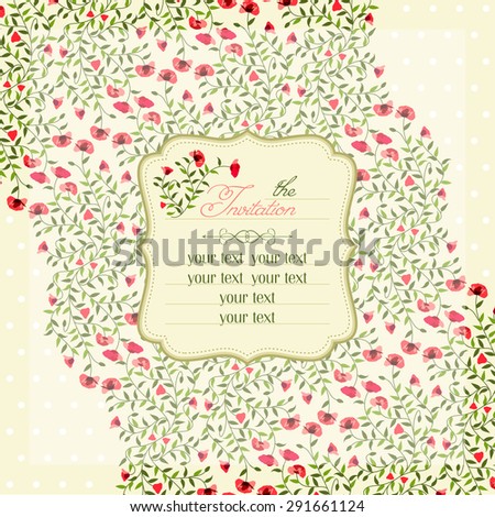 Vector illustration invitation cards with vintage flowers.