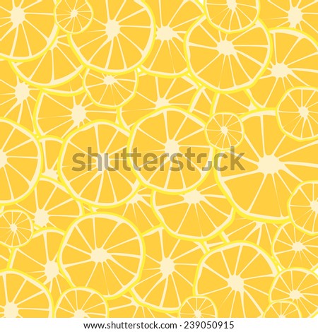 Slices of Lemon. Many slices of the fruit lemon in a cartoon pattern.