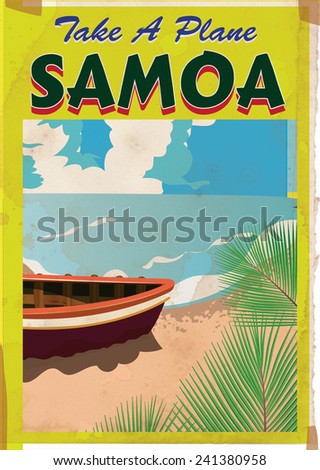 Vintage Samoa travel poster. A vintage travel poster to the island of Samoa.
