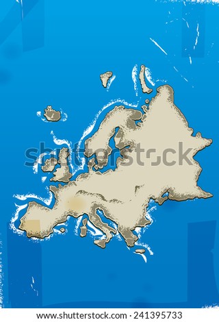 Vintage map of europe. An unlabeled map of the european continent.