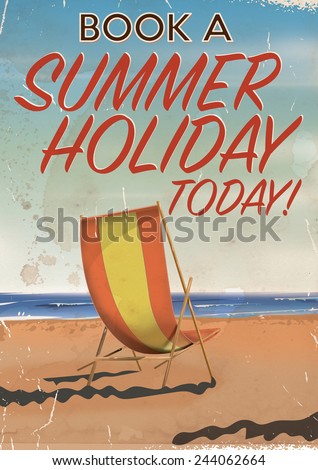 British Summer holiday poster. A classic old british summer holiday travel agent travel poster.