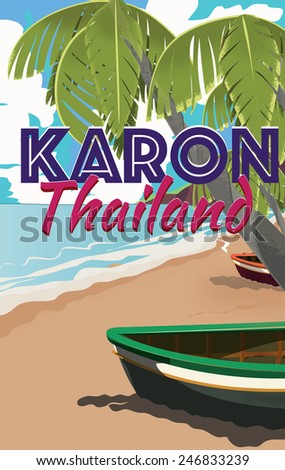 Karon Thailand travel poster. Karon vintage vacation poster, thailand travel poster,