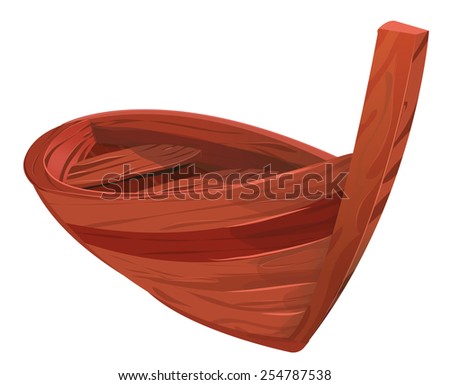 A wooden boat, this is a illustration of a small wooden boat, this boat looks new, it may be used for fishing.