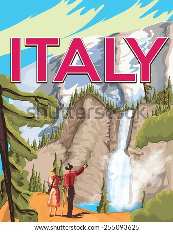 Italy travel poster, a travel or vacation poster to the nation of Italy.