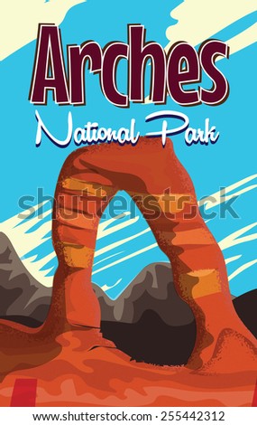 Arches national park. Arches national park, Utah holiday travel poster.