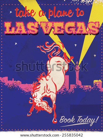 Take a plane to Las Vegas, Las Vegas holidays travel poster.
