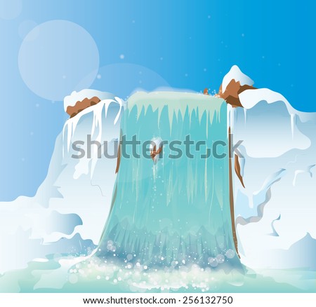 Ice waterfall, A large ice waterfall, gushing icy water pours over the top of this arctic ice waterfall.