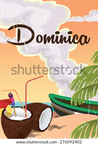 Dominica vintage travel poster, this is a slightly worn and aged travel poster to the island nation of Dominica.