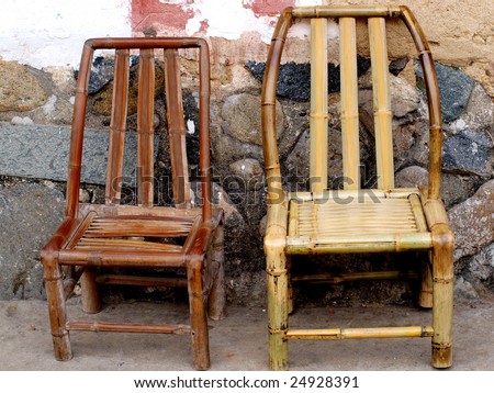 Two bamboo chairs with traditional Chinese style.