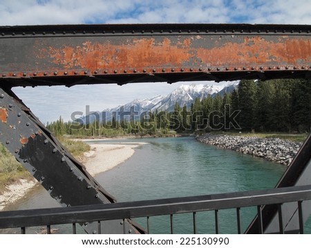 old railroad bridge in canmore alberta, canada