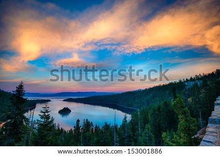 High angle view of a lake, Lake Tahoe, Sierra Nevada, California, USA