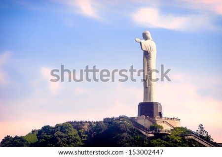 Christ The Redeemer Statue On The Top Of A Mountain, Rio De Janeiro, Brazil