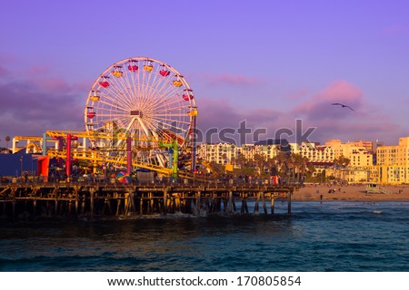Ferris wheel on a pier, Santa Monica Pier, Santa Monica, Los Angeles County, California, USA
