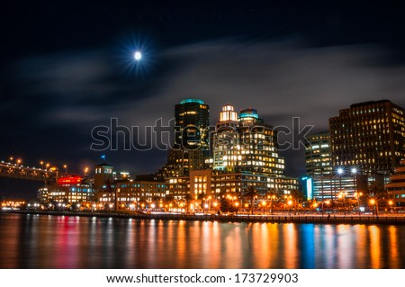 Buildings At The Waterfront Lit Up At Night, San Francisco, California, Usa