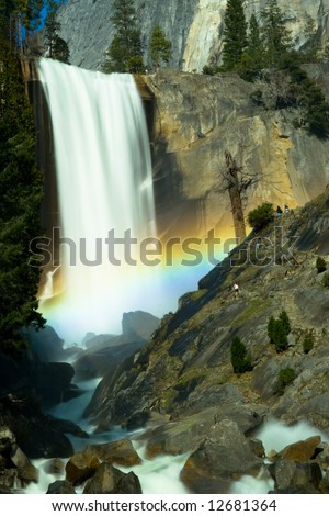 The Mist Trail is a one mile long slippery route through the spray of Vernal Fall