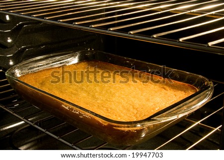 Corn Cake baking inside the oven