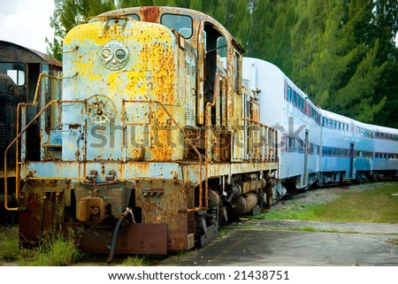 Old train showing signs of aging and decay but still a beautiful piece