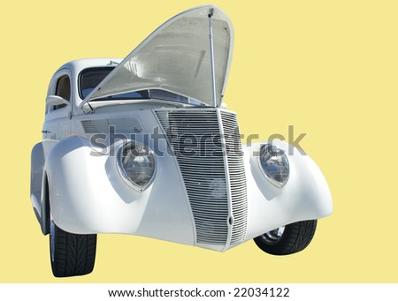Details of an antique car showings its perfect form and style. It includes Clipping Path.