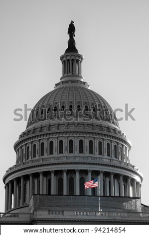 Low angle view of a government building, US Capitol Building, Washington DC, USA