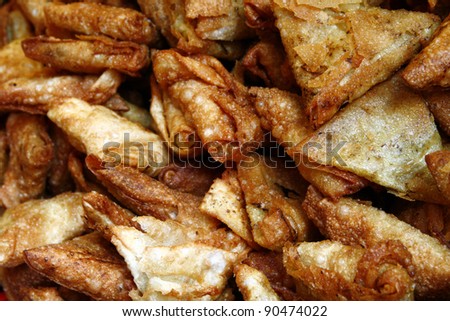Samosa which is  is a stuffed deep fried snack that is very popular in the Indian Subcontinent, Southeast Asia, Central Asia and Southwest Asia, the Arabian Peninsula and African Continent