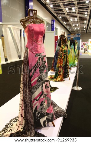 KUALA LUMPUR, MALAYSIA - DEC 10: Batik fashion design and creation for woman and girl on display during the Kuala Lumpur International Batik (KLIB2011) on December 10, 2011 in Kuala Lumpur, Malaysia