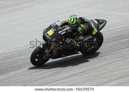 SEPANG, MALAYSIA - FEB 28 : Cal Crutchlow (Britain) from the Monster Yamaha Tech 3 team during the second Official MotoGP test of the 2012 season on Feb 28,1012 in Sepang, Malaysia
