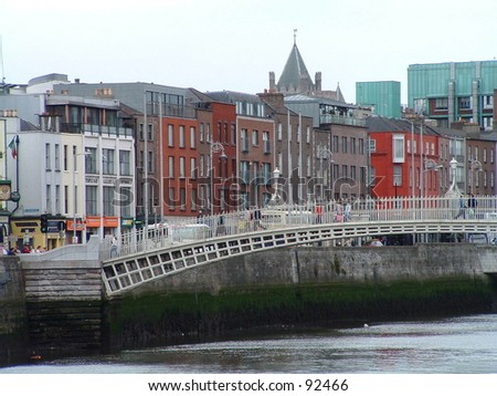 City Center in Dublin, Ireland. Bridge over River Liffey