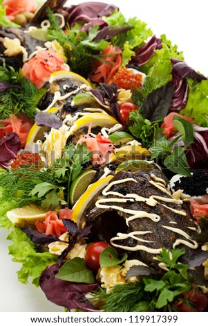 Luxury Fish Sturgeon Dish with Vegetables