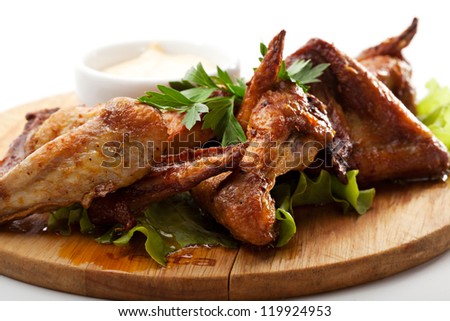Hot Meat Dishes - Grilled Chicken Wings with White Sauce