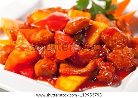 Chinese Cuisine - Pork with Pineapple Deep Fried in  Sour-Sweet Sauce