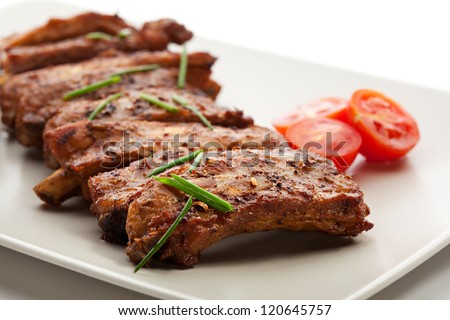 Hot Meat Dishes - Pork Ribs With Tomatoes