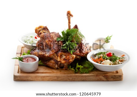 Hot Meat Dishes - Prime Rib Roast Pork with Pickled Vegetables and Sauce