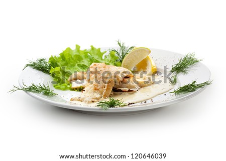 BBQ Fillet of Fish with White Sauce and Lemon