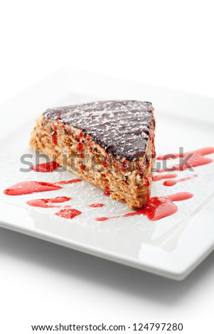 Dessert - Chocolate Nuts Cake with Berries Jam