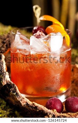 Old Fashion Cocktail - Bourbon, Cane Sugar, Bitter and Orange Peel