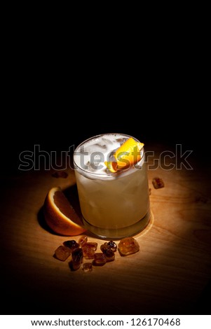 Whiskey Sour Cocktail - Bourbon with Lemon Juice, Sugar Syrup and Egg White