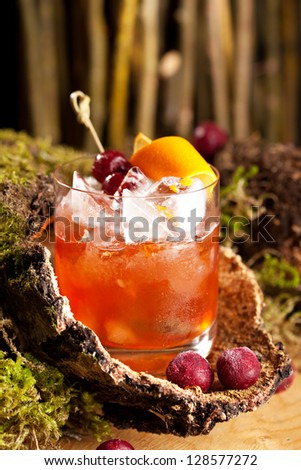 Old Fashion Cocktail - Bourbon, Cane Sugar, Bitter and Orange Peel