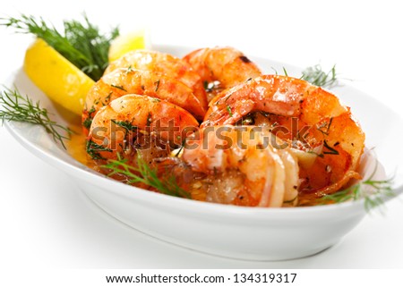 Fried Shrimps with Lemon and Sauce